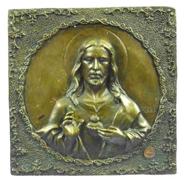 Signed Bronze Jesus Wall Plaque