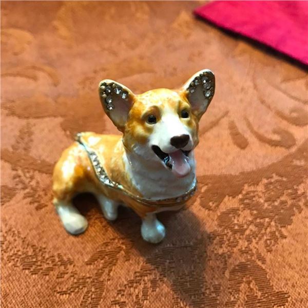 Tiny Welsh Corgi Dog Pet Jewel Trinket Box