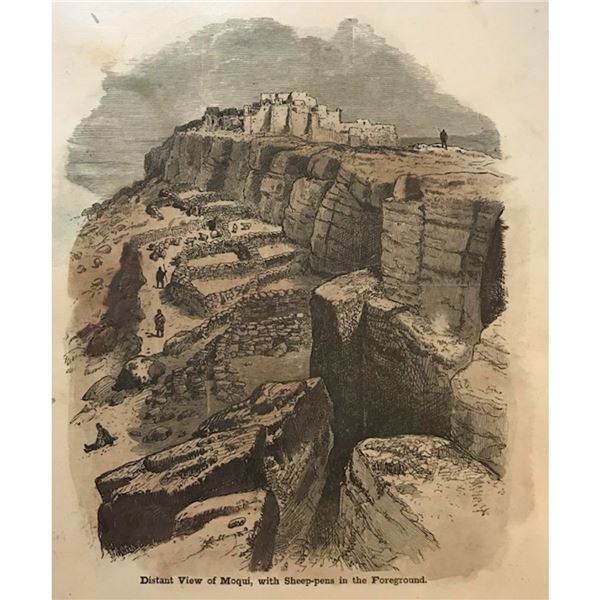 19thc Handcolored Engraving, Moqui Native Americans, Colorado River