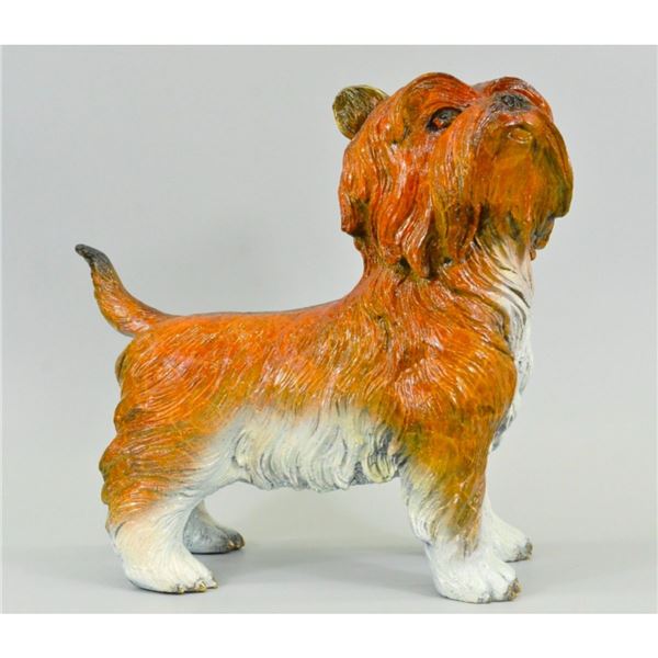 Signed Terrier Dog Bronze Sculpture