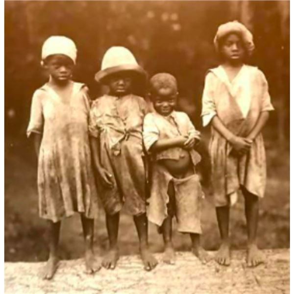 African American History, Four Children On Log Photo Print