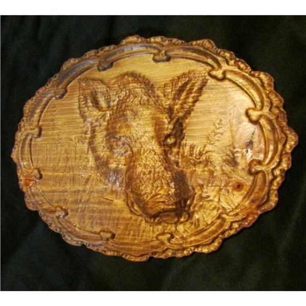 Wild Boar, Carved Wooden Hunting Plaque