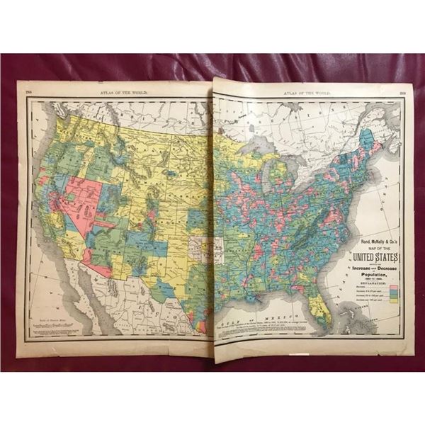 19thc United States Atlas Population Map