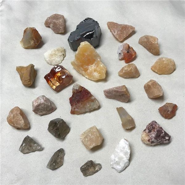 Collection of Golden, Yellow Gemstones, Roughs