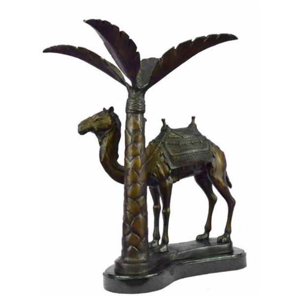 Signed Limited Edition Bronze Sculpture, Resting Camel, Desert Oasis