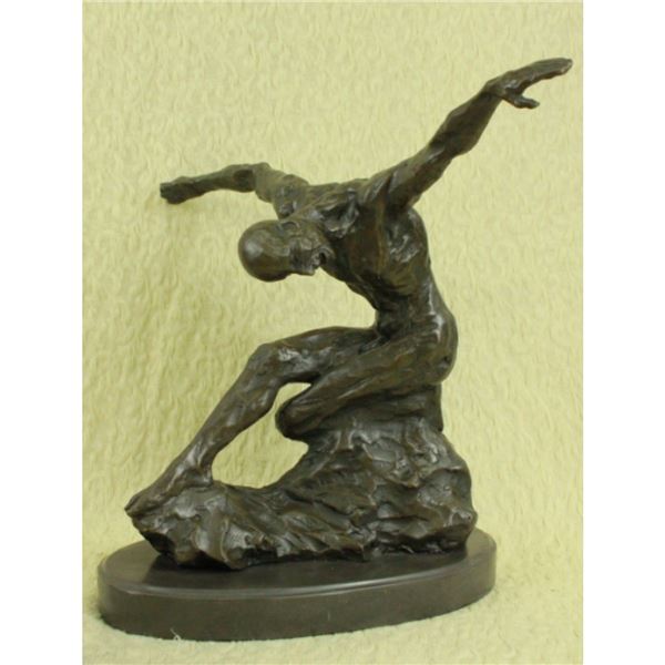 Abstract Man On A Rock Bronze Sculpture