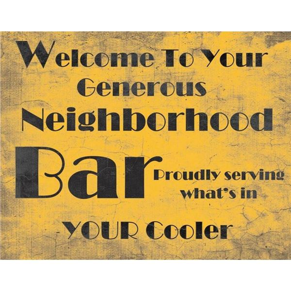 Neighborhood Bar Metal Pub Bar Sign