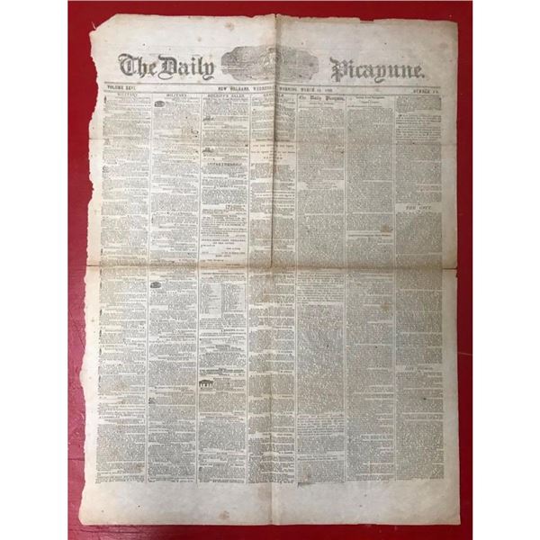1862 Confederate Civil War New Orleans The Daily Picayune Newspaper