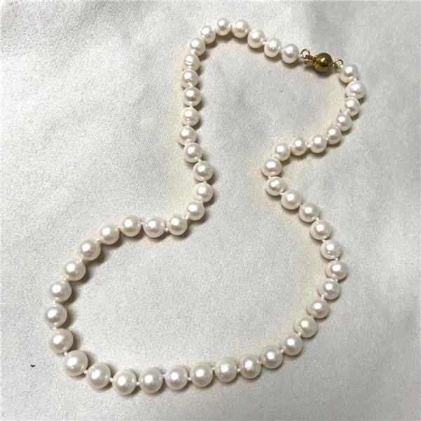 7-8mm White Cultured Pearls 18" Necklace