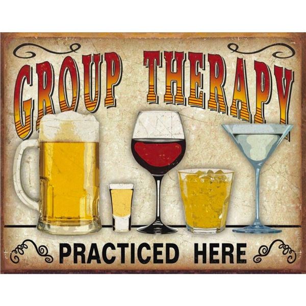 Group Therapy Cocktails Pub Bar Metal Sign