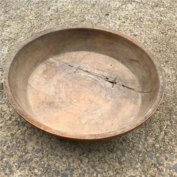 19thc Hand-carved Wooden Plantation Dough Bowl