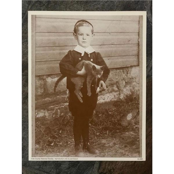 Little Edwardian Era Boy With Cat Sepia Photo Print