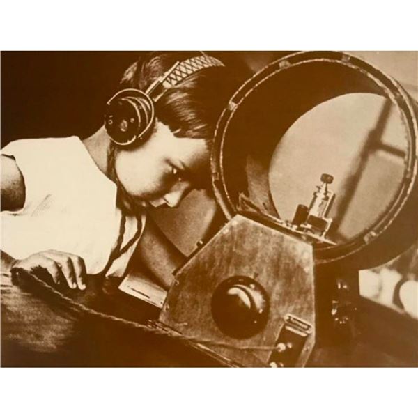 1929 Radio Listener Sepia Photo Print