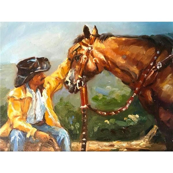 Cowboy With Horse Oil Painting