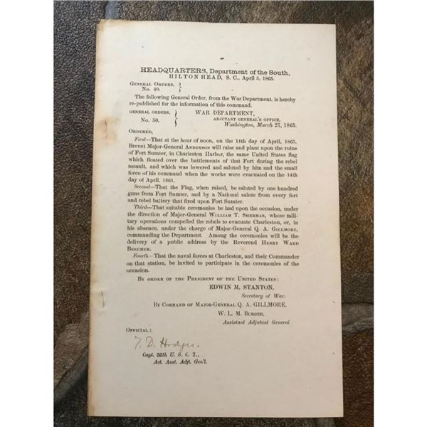 Civil War General Orders, Signature fof Capt T.D. Hodges, U.S. Colored Troops