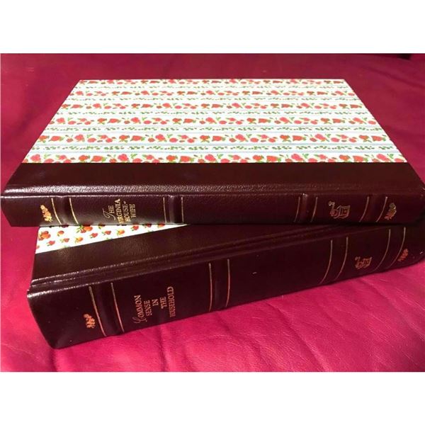 Vintage Pair of Leather Bound Cookbooks, Antique Lady's Companion Books