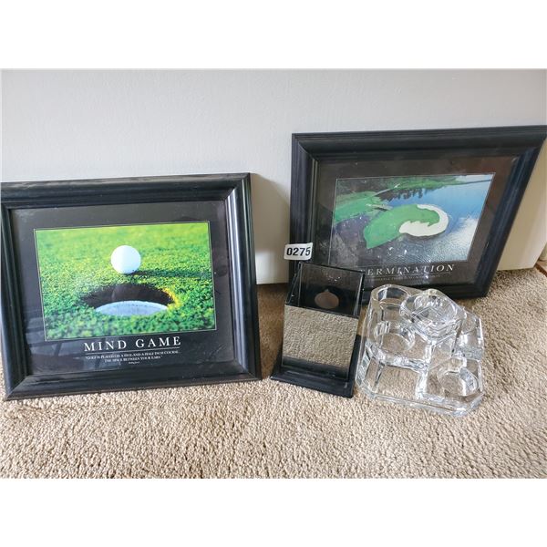 2 Golf Picture/Quotes & Candle Holders
