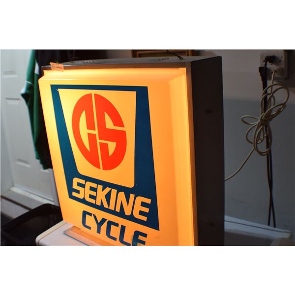 24" BY 24" LIGHT UP SEKINE BICYCLE ADVERTISING SIGN