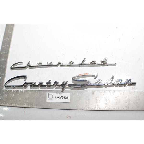 ANTIQUE SCRIPT EMBLEM LOT ---   CHEVROLET COUNTRY SEDAN