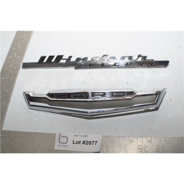 ANTIQUE SCRIPT EMBLEM LOT ---   FORD WINDSOR