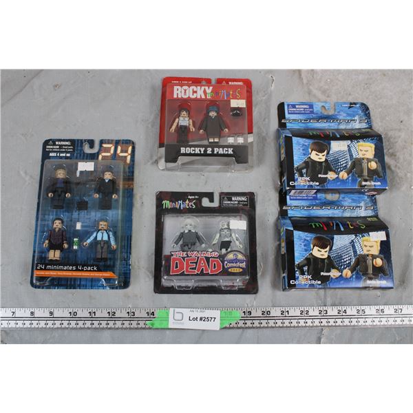 Mini-mates Collectibles, new in package, Walking Dead, SPiderman, Rocky, 24