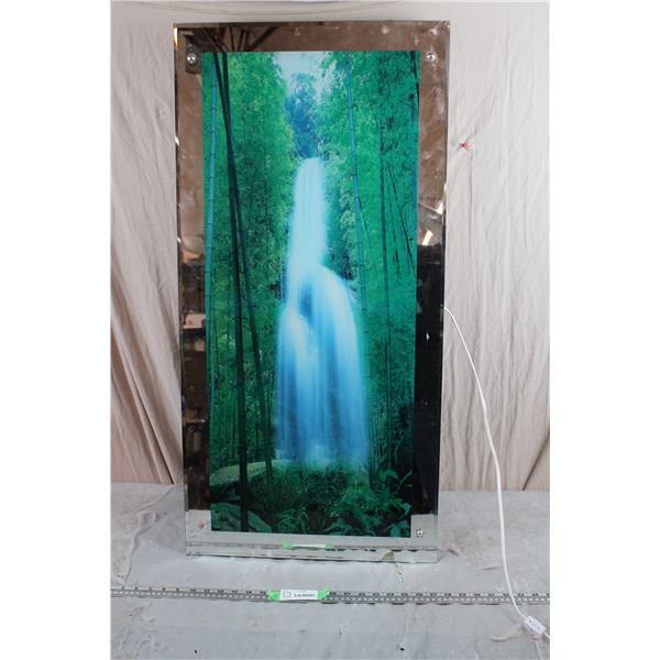 Running Light Waterfall Glass Mirror motion picture (powered + working) - 19" x 39"