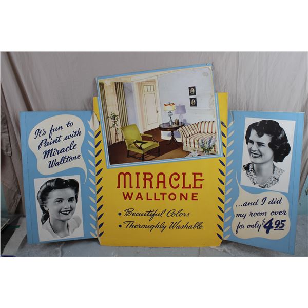 Vintage Miracle Walltone drugstore advertisement standup