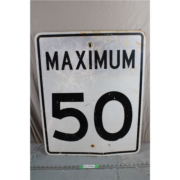 Maximum 50 - large metal sign - 24x30