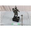Image 5 : Knight in Armor (pewter?) statue on wooden base - 11.5" tall - made in Japan