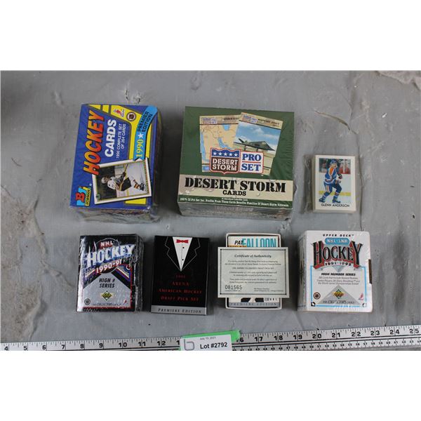 Desert Storm 36 Pack Box + 87 OPC mini card set, 91 Draft Pick set, 91+92 UD High series + 90 BOWMAN
