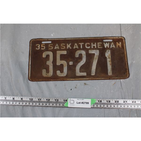 1935 Saskatchewan License Plate