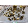 Image 1 : Large Lot of Brass Candlesticks, Vases, Incense Holders