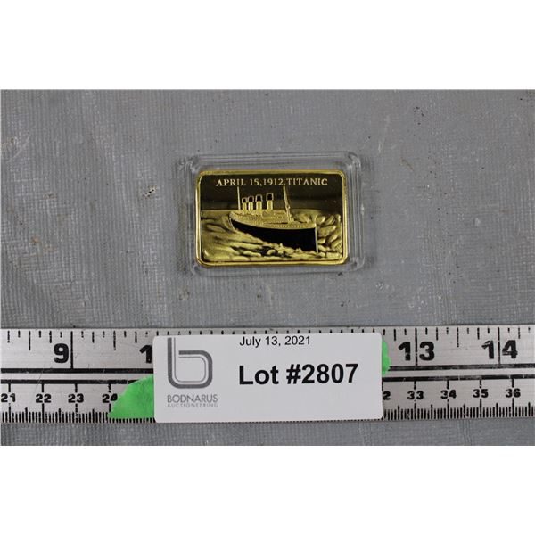 Tragedy of the Titanic 1oz Gold Layered Bar