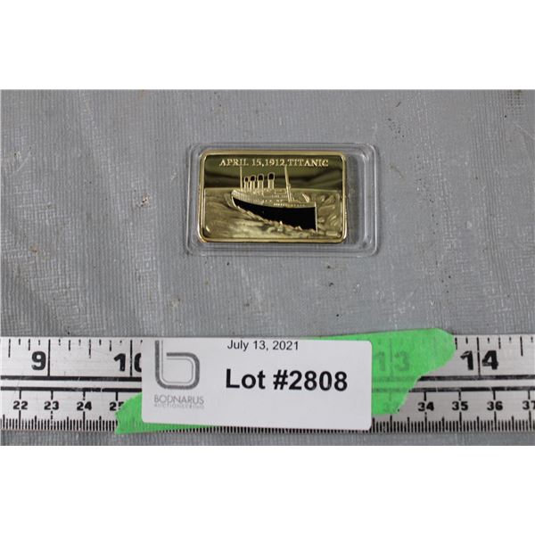 Tragedy of the Titanic 1oz Gold Layered Bar