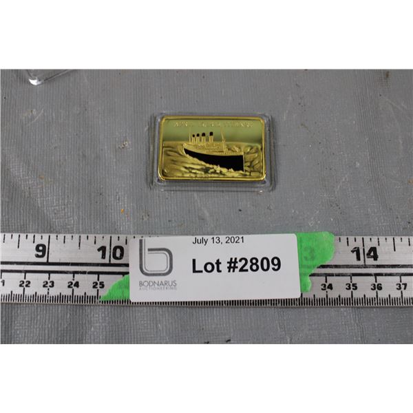 Tragedy of the Titanic 1oz Gold Layered Bar