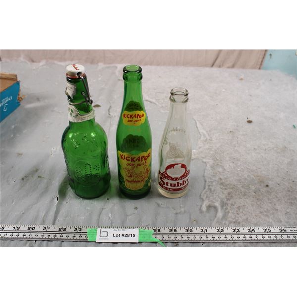 Stubby + Kickapoo soda bottles + Groelsch beer
