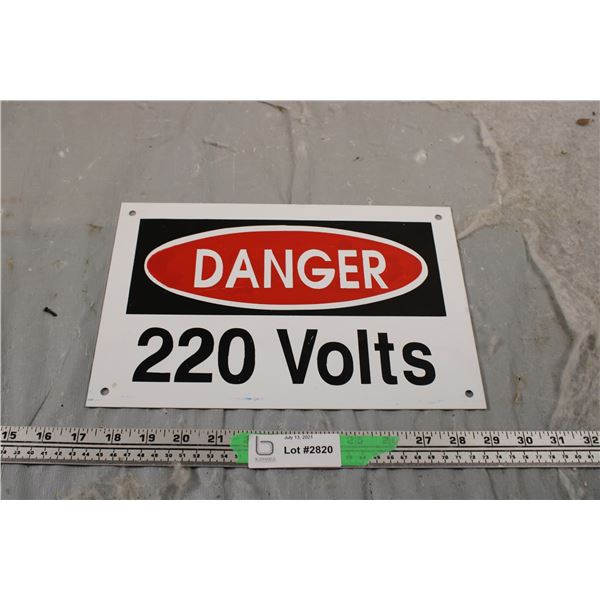 Danger 220 Volts Tin sign - touched up 12"x8"