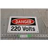 Image 1 : Danger 220 Volts Tin sign - touched up 12"x8"