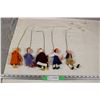 Image 1 : Lot of 5 Vintage Wooden Wire Dancing Marionette Doll Puppets