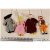 Image 5 : Lot of 4 Vintage Dancing Puppets on Wire Rods - wooden Dolls