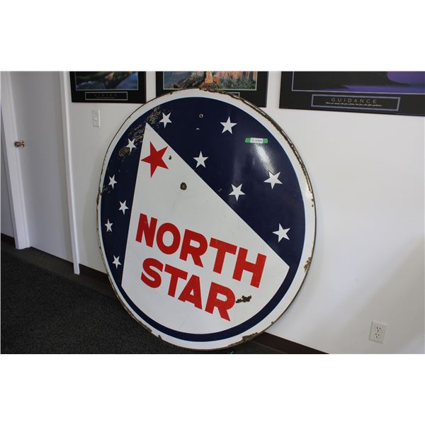 North Star Round Sign Double Sided 5 ft Diameter Porcelain/Enamel