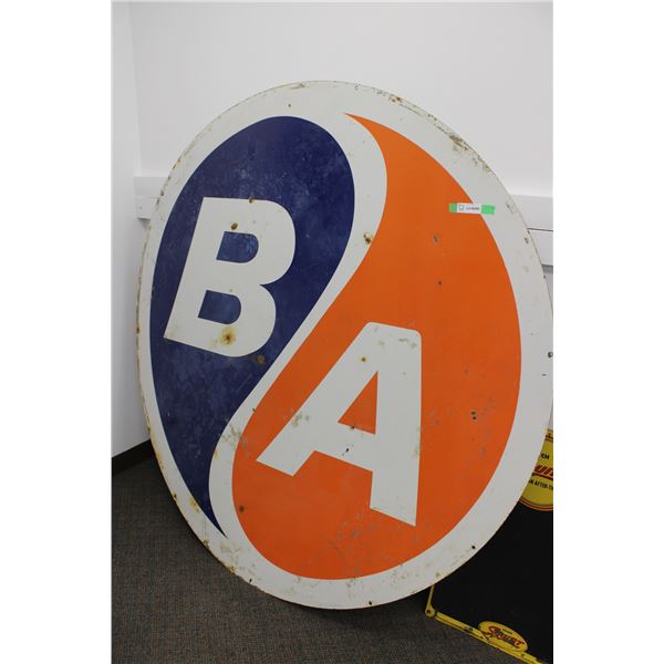 B/A Orange and Blue Double Sided Round Sign 65" Diameter Porcelain/Enamel