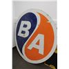 Image 1 : B/A Orange and Blue Double Sided Round Sign 65" Diameter Porcelain/Enamel
