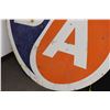 Image 2 : B/A Orange and Blue Double Sided Round Sign 65" Diameter Porcelain/Enamel