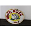 Image 1 : White Rose Dealer Sign Porcelain/Enamel 23.5" Diameter Double Sided