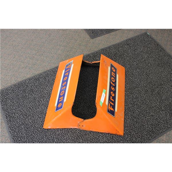 Firestone Tire Display Stand Tin 21" x 20" (2 Piece)