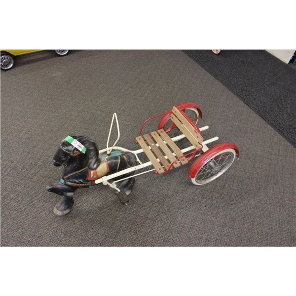 2 Wheel Kids Horse Cart Tin 42" Long 16" Wide Mobo