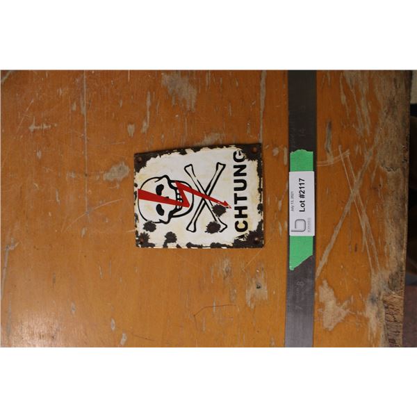 Skull and Crossbone Small Enamel Sign 4" x 6"