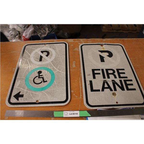 (2X THE MONEY) Fire Lane and Wheelchair Parking Aluminum Signs