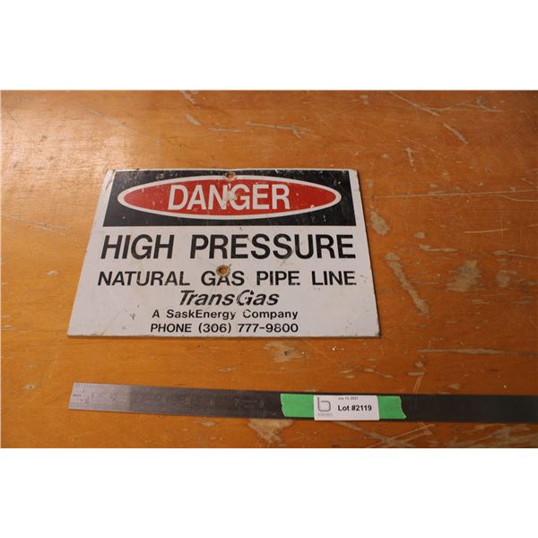 Danger High Pressure Line Aluminum Sign